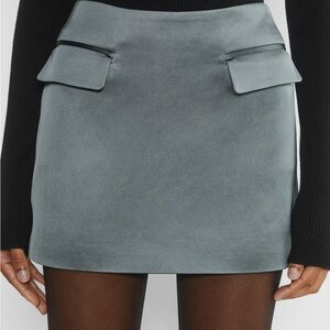 Aritzia Babaton Stationary Satin Shady Blue Mini Skirt